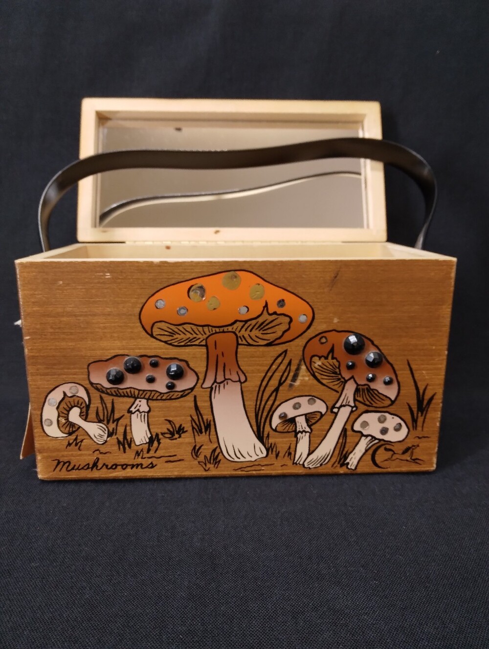 1960s Enid Collins Original Wood Box Purse by Collins of Texas Mushrooms